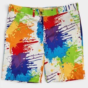 Loudmouth Golf Shorts Mens 38 Drop Cloth Paint Splatter Athletic Chino Stretch